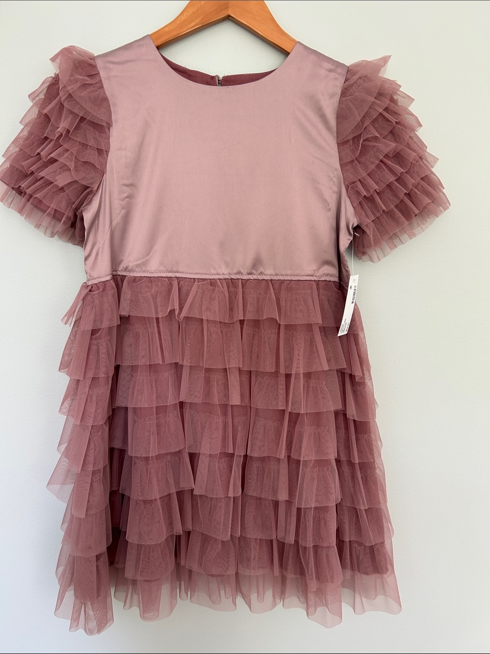Hayden Mauve Layered Tulle Ruffle Dress